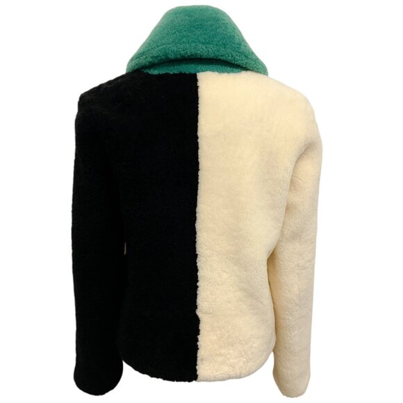 Saks Potts Shearling Colorblock Tie Front Jacket - Picture 3 of 4